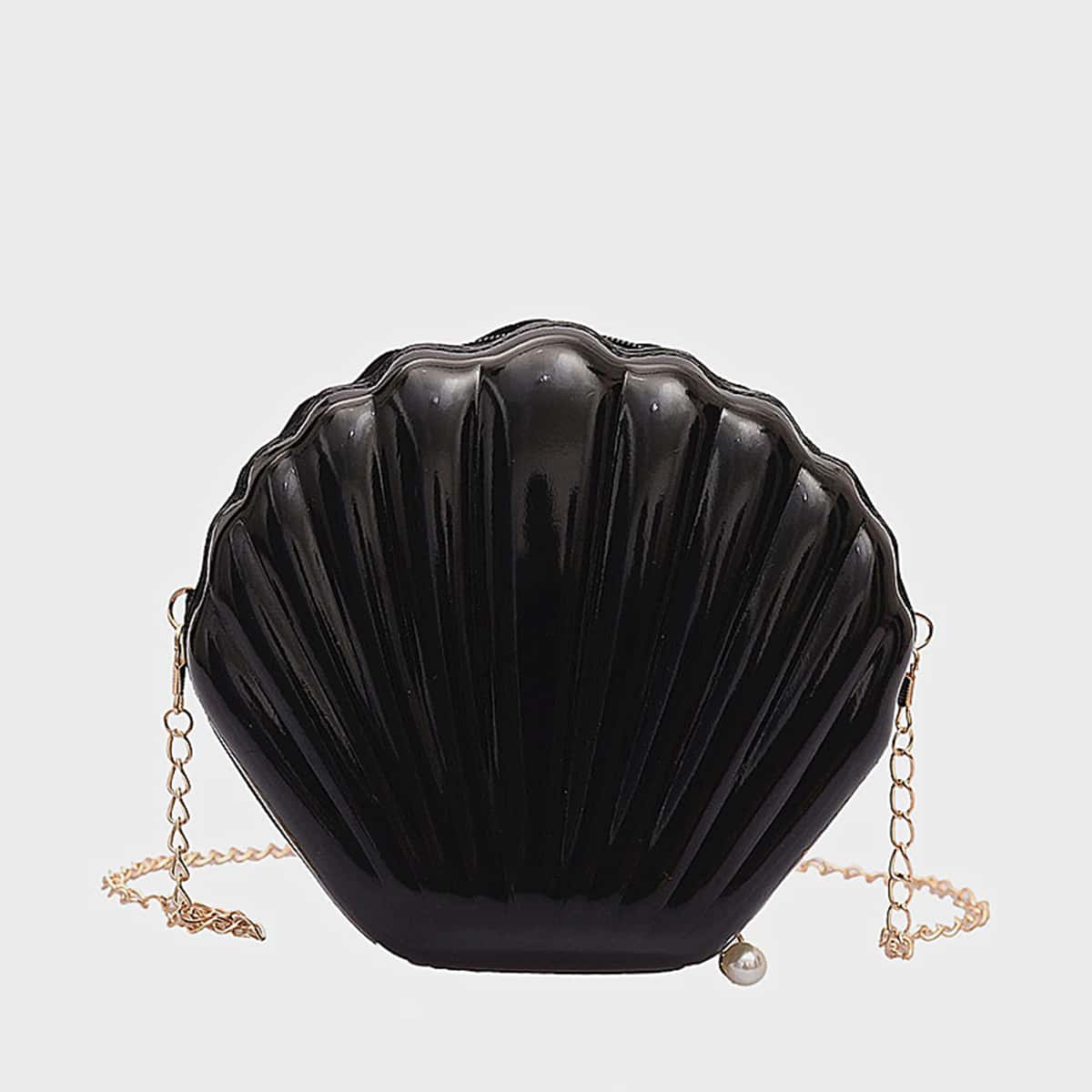 

Shell Shaped Chain Crossbody Bag, Black