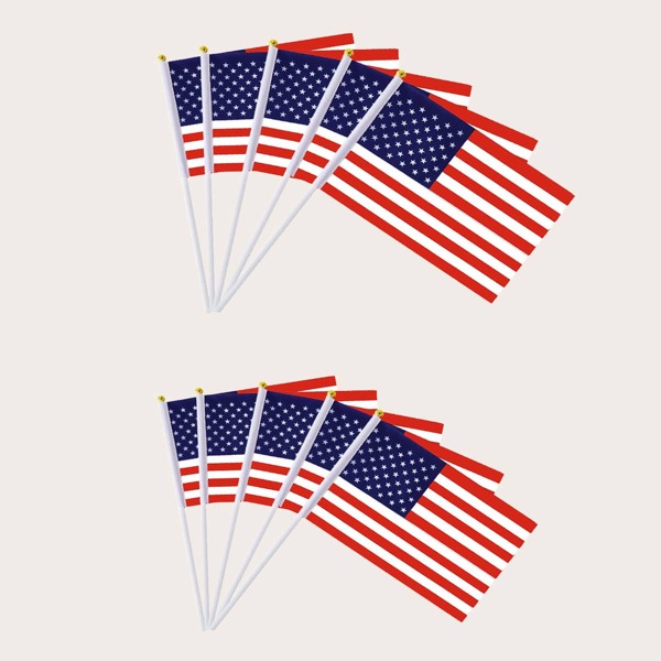 

10pcs Independence Day Hand Waving Flag, Multicolor