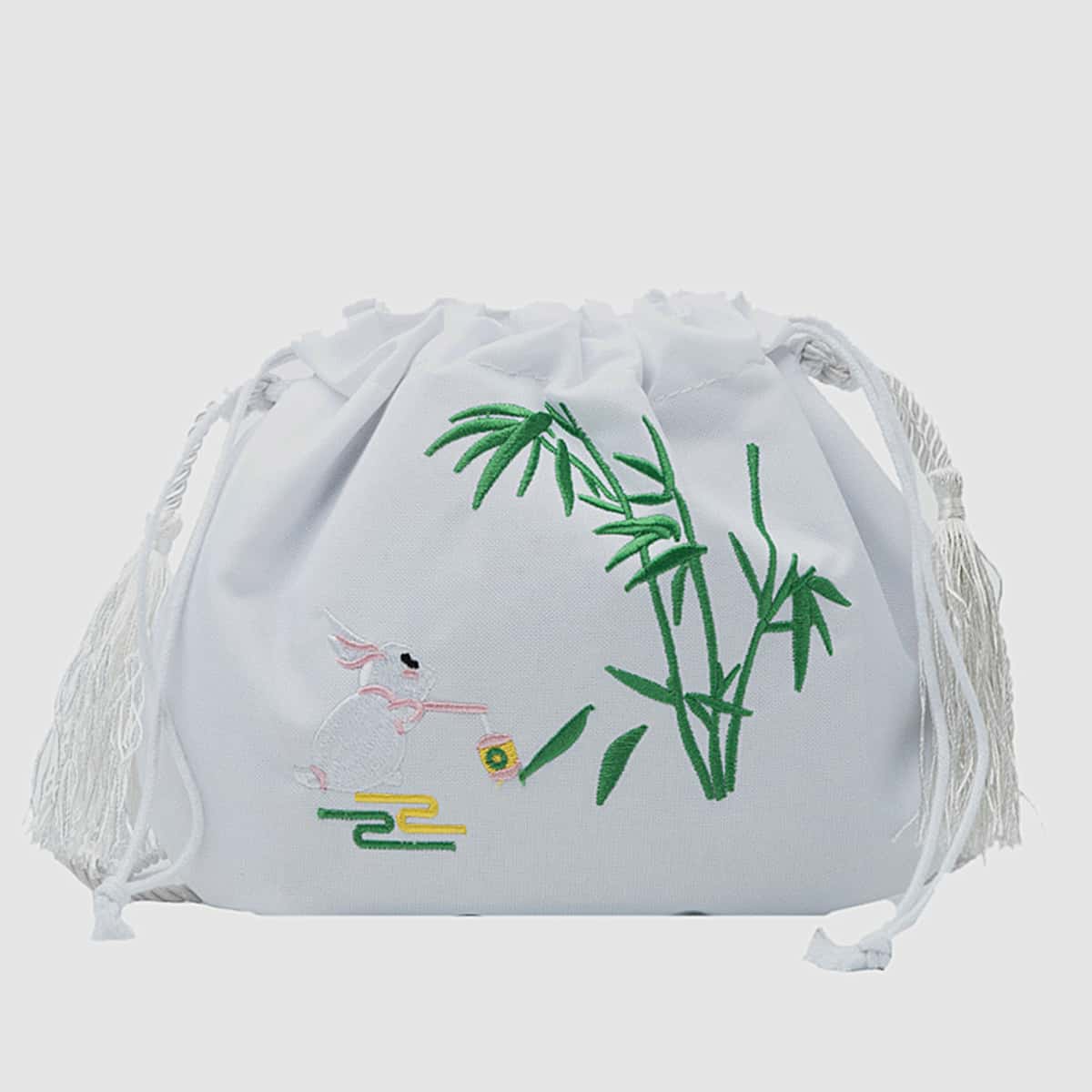 

Rabbit Embroidery Crossbody Bag, White