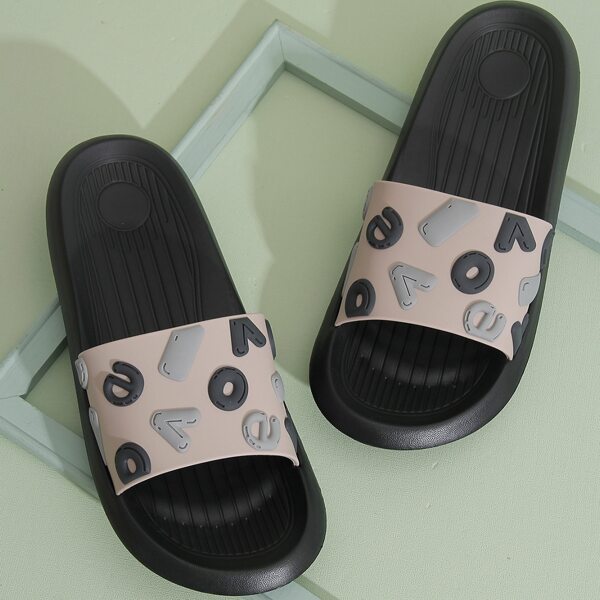 

Men Letter Graphic Slippers, Multicolor