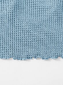 SHEIN EZwear 木耳邊華夫格針織吊帶上衣 - 霧霾藍 - 查看 5