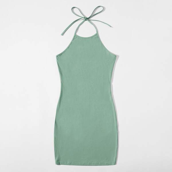 

Solid Halter Dress, Mint green