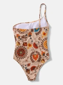 Allover Print One Shoulder One-Piece Swimsuit Bathing Suit For Summer Beach - Multicolor - View 2
