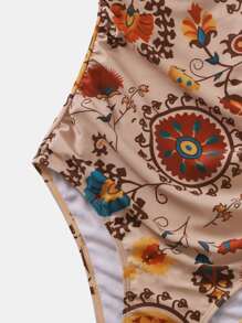 Allover Print One Shoulder One-Piece Swimsuit Bathing Suit For Summer Beach - Multicolor - View 4