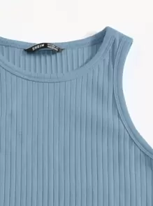 SHEIN Essnce 羅紋針織包臀連衣裙 - 霧霾藍 - 查看 3