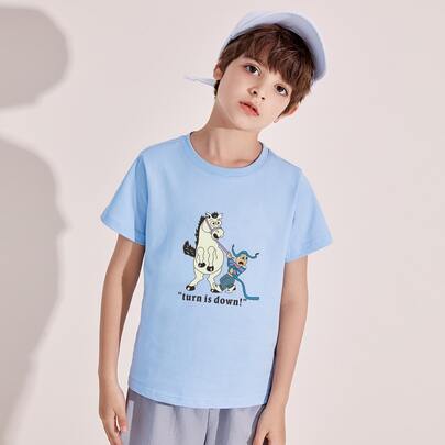 Boys Slogan & Cartoon Graphic Tee