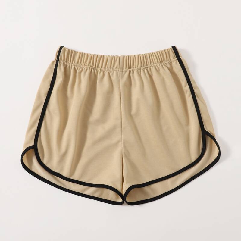 

Contrast Binding Dolphin Shorts, Khaki