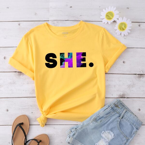

Letter Graphic Short Sleeve Tee, Yellow