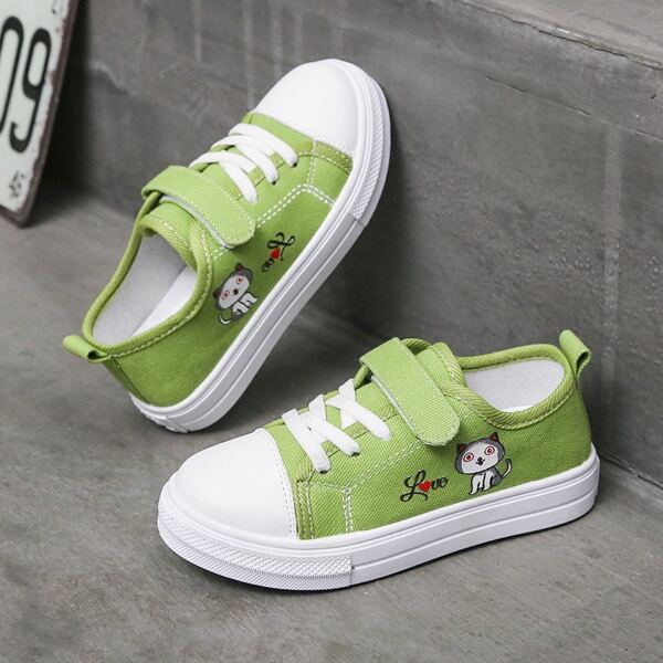 

Girls Cartoon Graphic Sneakers, Green