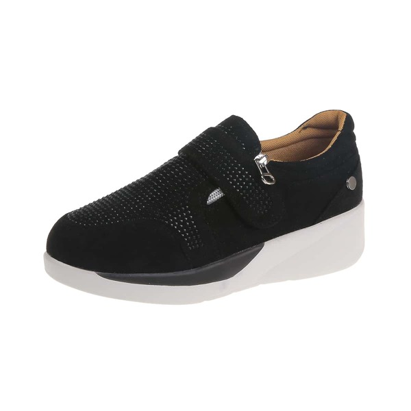 

Rhinestone Decor Zipper Sneakers, Black