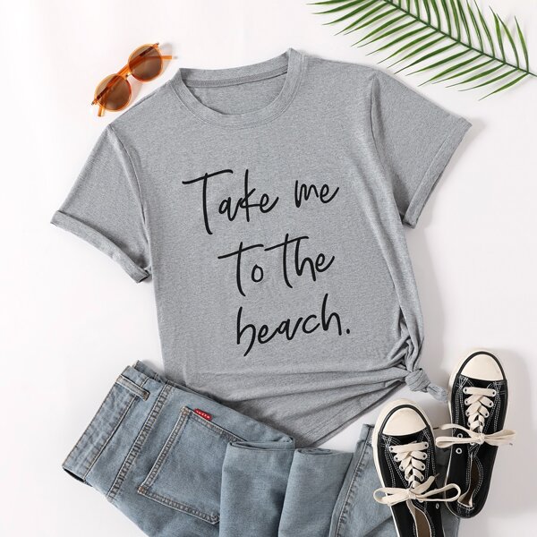 

Plus Slogan Graphic Short Sleeve Tee, Grey