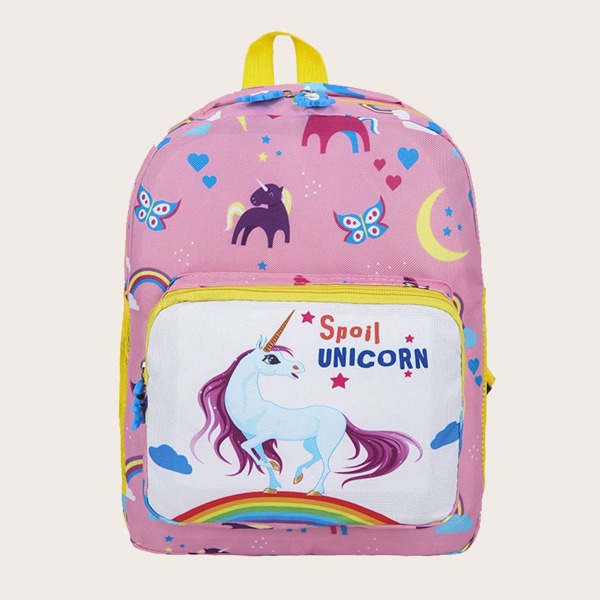 

Girls Cartoon Graphic Backpack, Pink