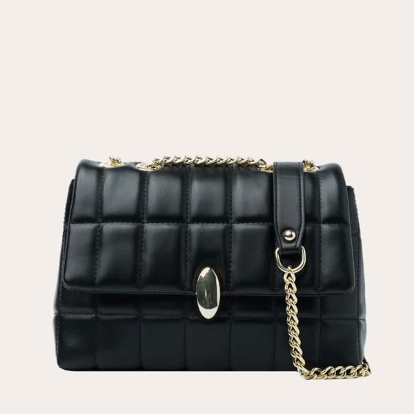 

Quilted Flap Chain Shoulder Bag, Black