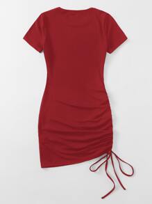 Đầm Dây kéo màu trơn Giải trí - Đỏ - Xem 2