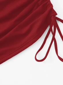Đầm Dây kéo màu trơn Giải trí - Đỏ - Xem 5