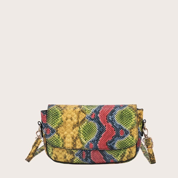 

Snakeskin Print Crossbody Bag, Yellow