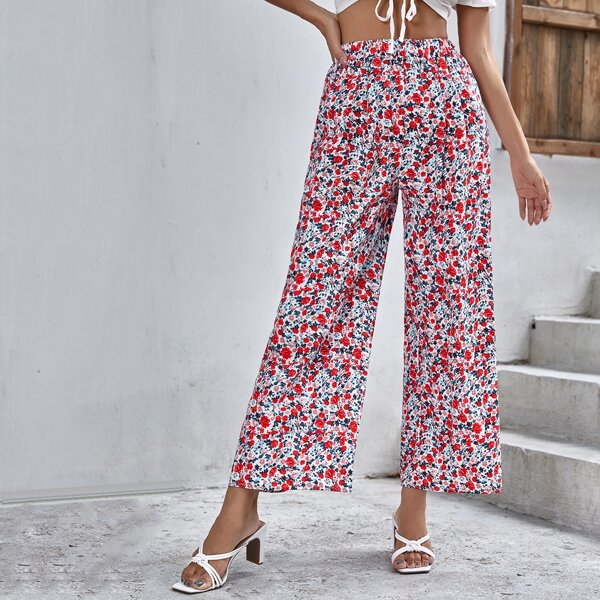 

Allover Floral Print Wide Leg Pants, Multicolor