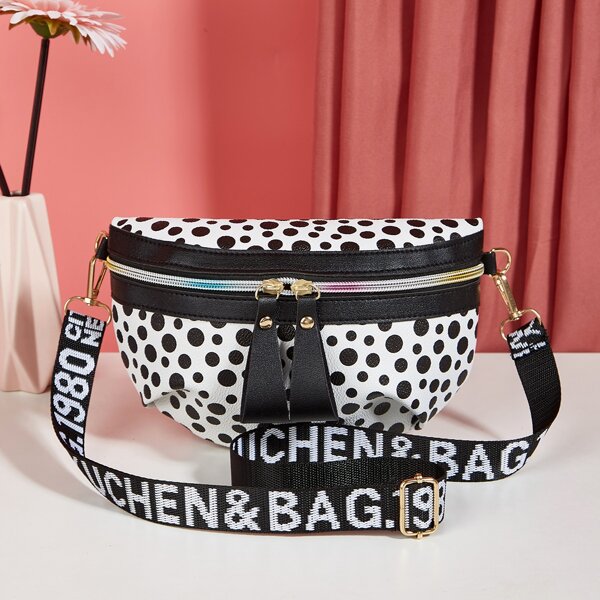

Polka Dot Fanny Pack, Black and white