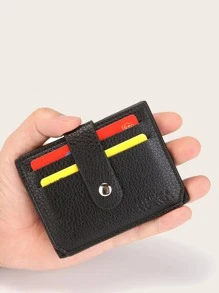 CUIKCA Men Snap Button Wallet Slim Lightweight Portable Cash ID Card Card Coin Pocket Short Wallet Small Pouch Small Pocket Wallet For Birthday Gift Anniversary On Valentine Day Men Male For College Student School Student Lightweight Portable Card ID Card White-Collar Workers For Male Holiday For Anniversary For Birthday Gift Gift Gift Bag Present Gifts For Teachers Card Holder Card Holder Wallet Business Card Holder Credit Card Holder For Men Wallet Mini Wallet Purse Wallet Card Wallet - Black - View 4