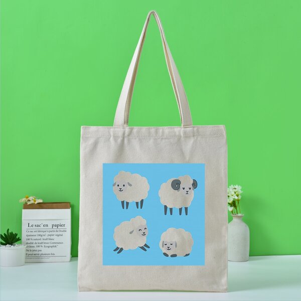 

Sheep Print Shopper Bag, Beige