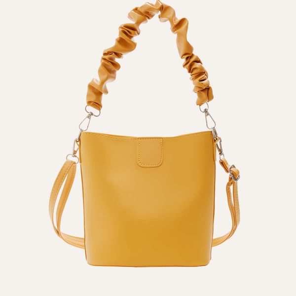 

Ruched Handle Bucket Bag, Yellow