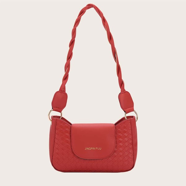 

Braided Baguette Bag, Red