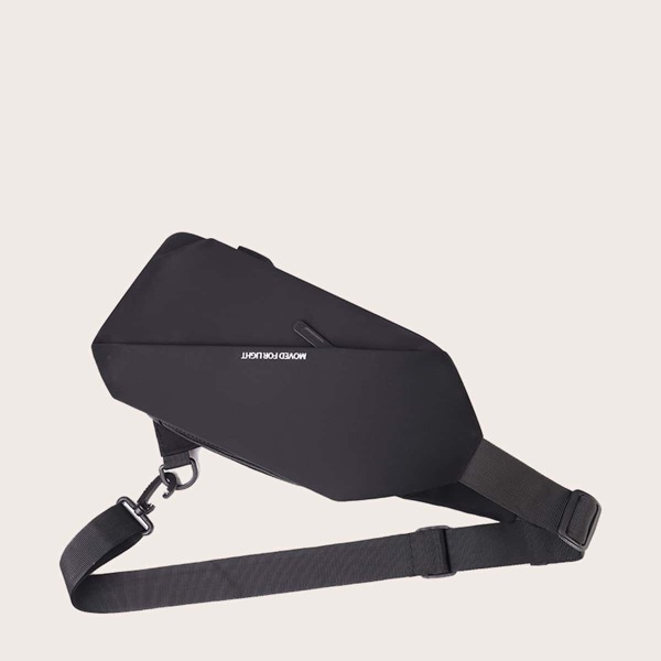 

Men Letter Graphic Sling Bag, Black