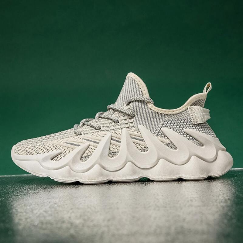 

Guys Lace Up Decor Running Shoes, Beige