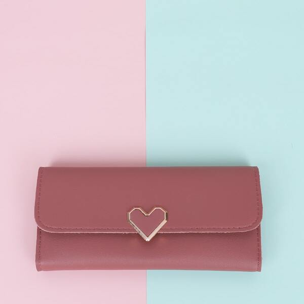 

Metal Heart Decor Flap Purse, Rusty rose