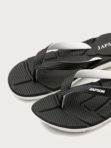 男士字母圖案人字拖 - 黑色 - 查看 3