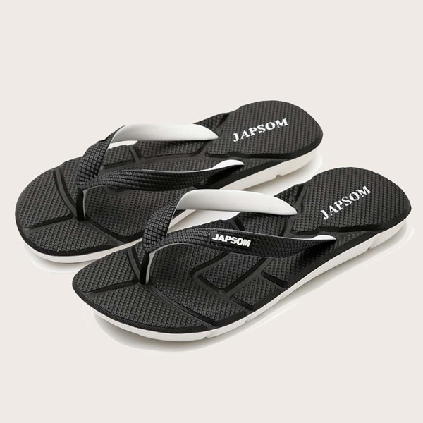 

Men Letter Graphic Flip Flops, Black