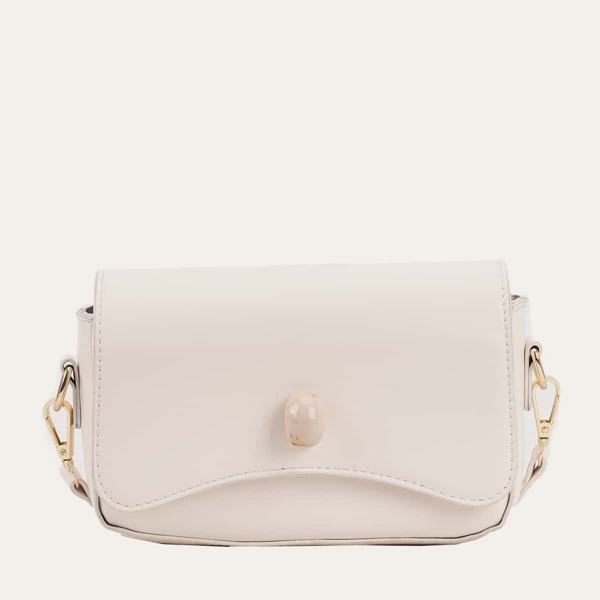 

Minimalist Flap Crossbody Bag, Beige