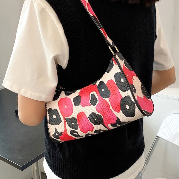 

Snakeskin Baguette Bag, Multicolor