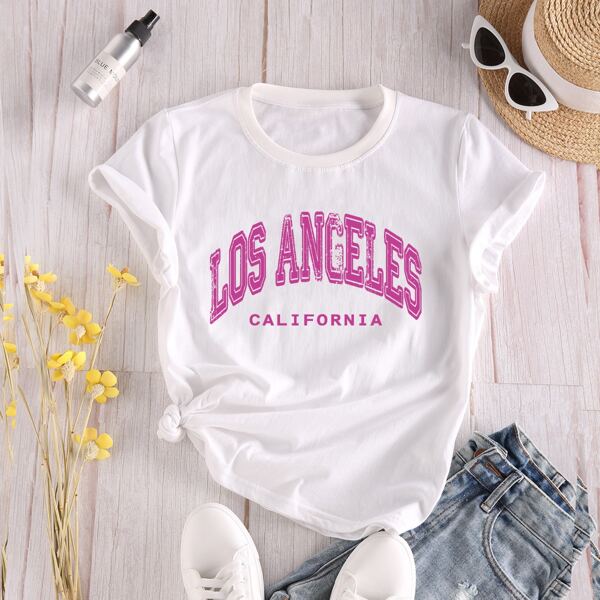 

Letter Graphic Round Neck Tee, White