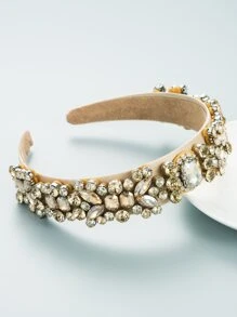 Rhinestone Decor Headband Royal Tiaras,Hairband,Hair Hoop Headbands Hair Accessories Head Accessories - Gold - View 3