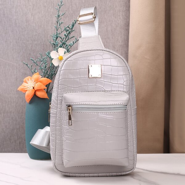 

Croc Embossed Sling Bag, Grey