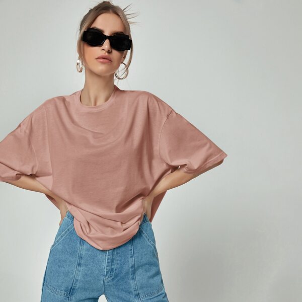 

Solid Longline Oversized Tee, Dusty pink