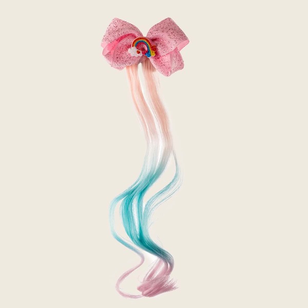 

Bow Decor Hair Clip With Ombre Hairpiece, Multicolor
