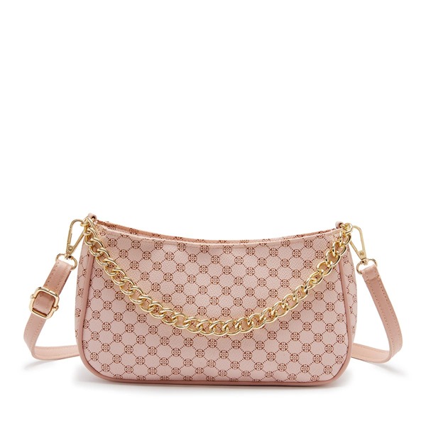 

Chain Decor Geometric Graphic Crossbody Bag, Pink