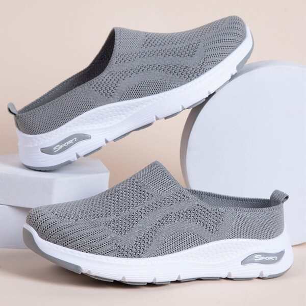 

Minimalist Knit Sneaker Mules, Grey