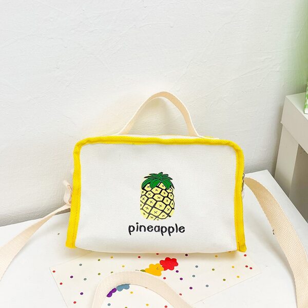 

Girls Fruit & Letter Graphic Satchel Bag, Yellow