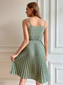 Chiquease Ditsy Floral Pleated Hem Cami Dress - Mint Green - View 2