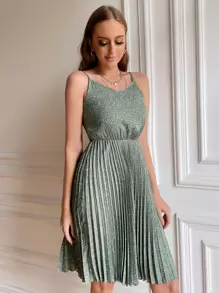 Chiquease Ditsy Floral Pleated Hem Cami Dress - Mint Green - View 5