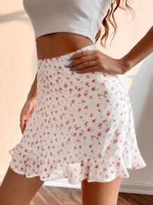 Soleia 荷葉邊下擺小碎花半身裙 - 彩色 - 查看 4