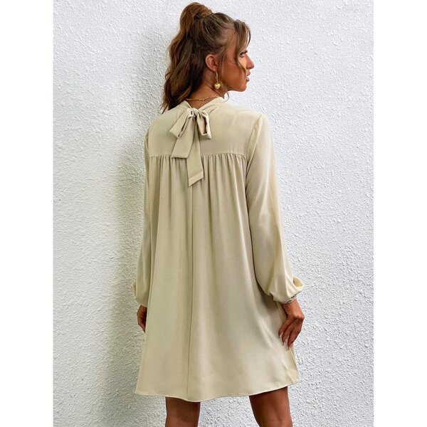 

Tie Back Lantern Sleeve Dress, Apricot