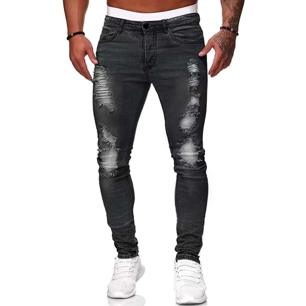 

Men Distressed Skinny Jeans, Dark grey