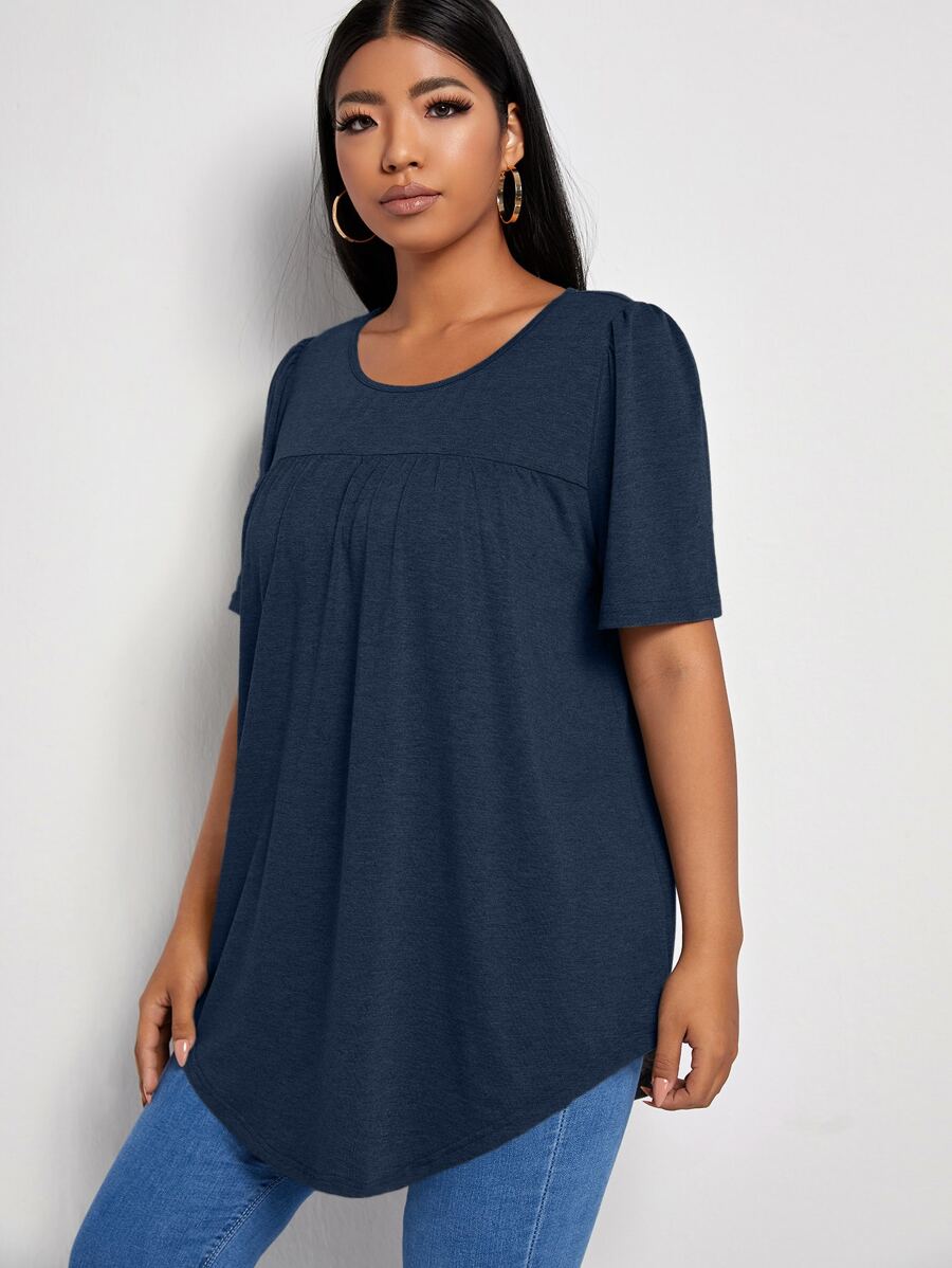 SHEIN Unity Camiseta larga de manga farol - Azul Marino - Ver 1