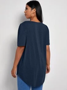 SHEIN Unity Camiseta larga de manga farol - Azul Marino - Ver 2