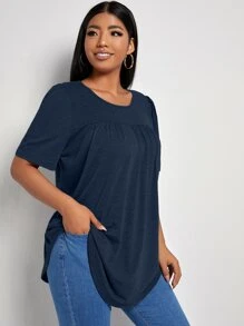 SHEIN Unity Camiseta larga de manga farol - Azul Marino - Ver 5