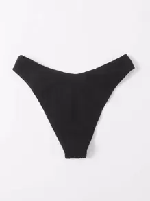 Swim Basics Summer Beach Plain Ribbed Knit Bikini Bottom